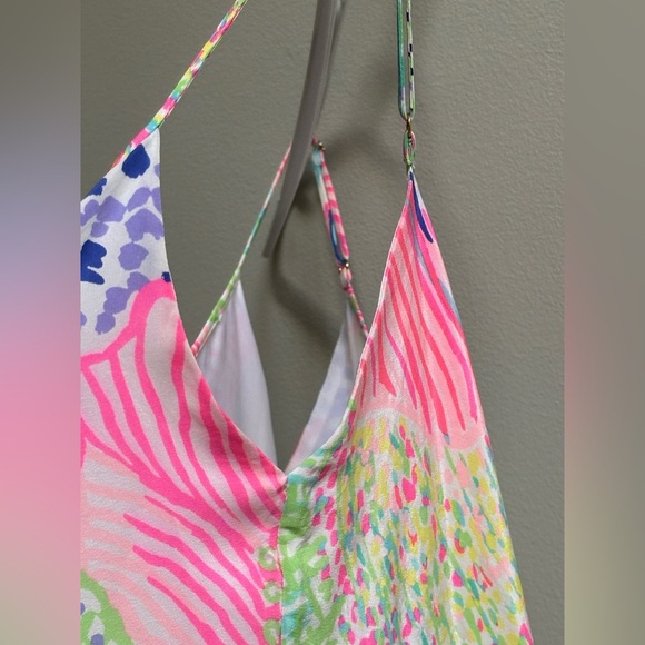 Lilly Pulitzer Clara Silk Roar Of the Seas Asymmetric Hem Slip Dress Women’s XS - Picture 9 of 16